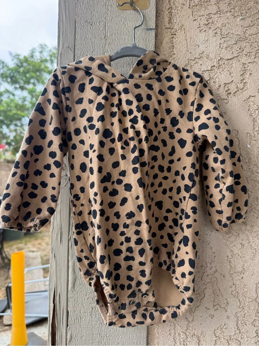 Carter's Tan & Black Leopard Print Hooded Baby Bodysuit